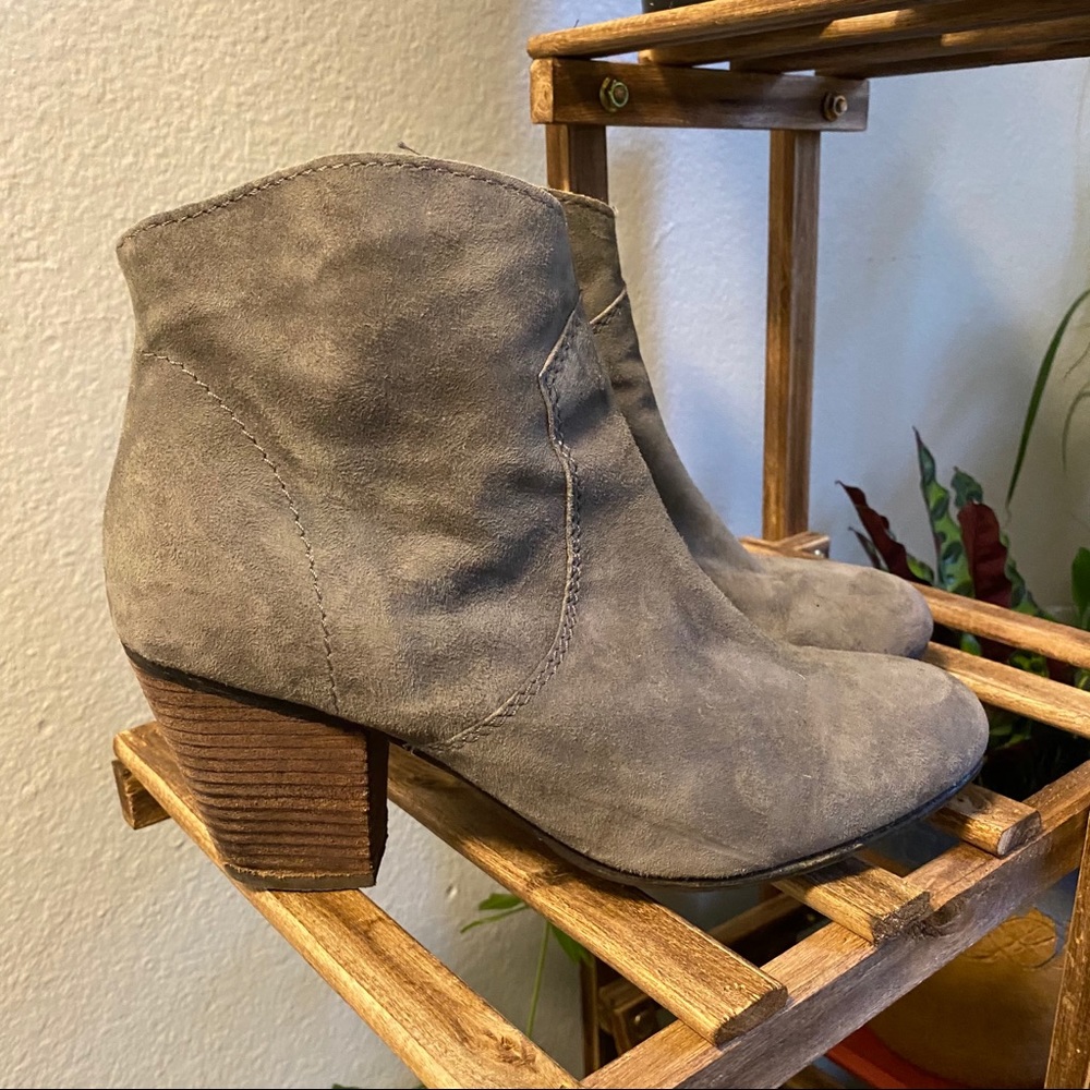 Boden grey suede heeled booties